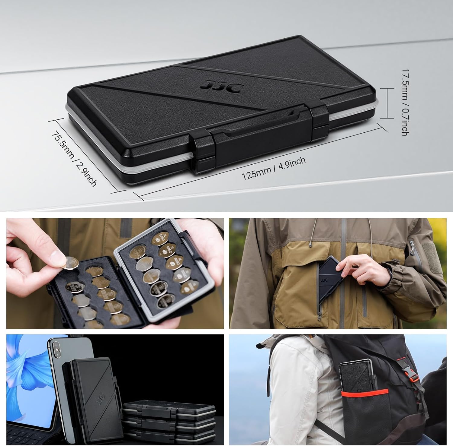 JJC CR2032 CR2025 Battery Case Holder Storage,Water-Resistant Anti-Shock, Coin Cell Battery Case for 20x CR2032 CR2025 CR2045 CR2016, CR2032 Button Round Batteries Holder Cases, Batteries Not Included