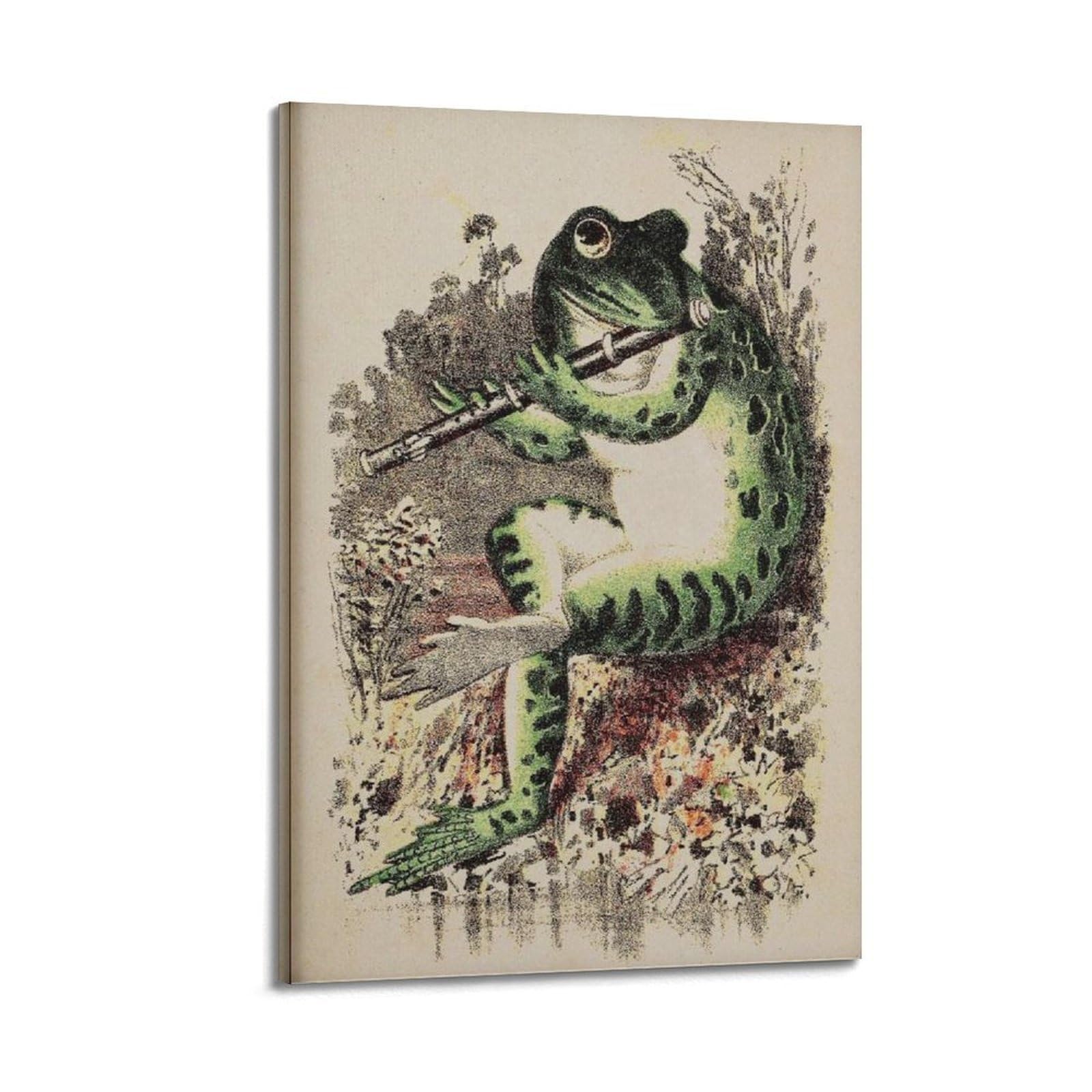 xiaoxiaoshen Frog Playing Banjo Deco Vintage Retro Canvas Poster Wall Art Prints Room Aesthetic Murals Bedroom And Living Decorations 20x30inch(50x75cm)