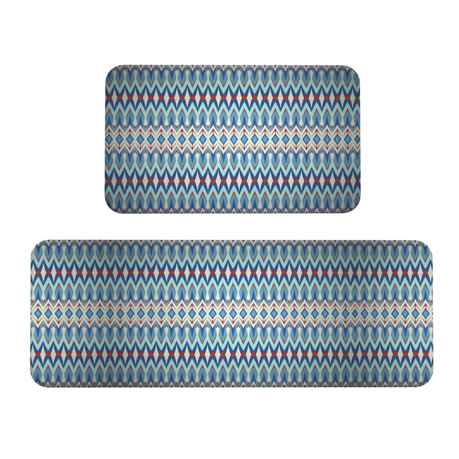 Alfombrillas de cocina para lavadero y entrada con estampado de diamantes impresos, 2 piezas