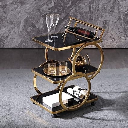 M.S Furniture Bar Trolley Hotel Restaurant Mobile Tea Cart | Kitchen Trolley Organizer Storage Cart Tray Serving