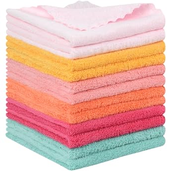SUNLAND Pack of 12 Microfibre Make-Up Cloths Wash Cloths Multicoloured 30 x