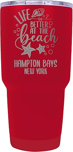 Miniatura 6 de R and R Imports Hampton Bays New York Laser Engraved 24 Oz Insulated Stainless Steel Tumbler Rose Gold