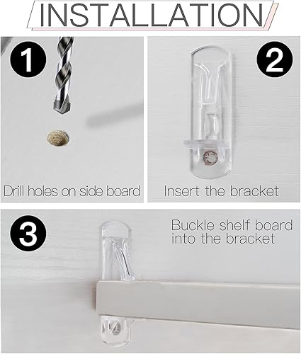 Miniatura 5 de Rierdge 50 pasadores de plástico con bloqueo de 0.197 in, 34 pulgadas de plástico transparente para estante de bloqueo para orificio de clavija de