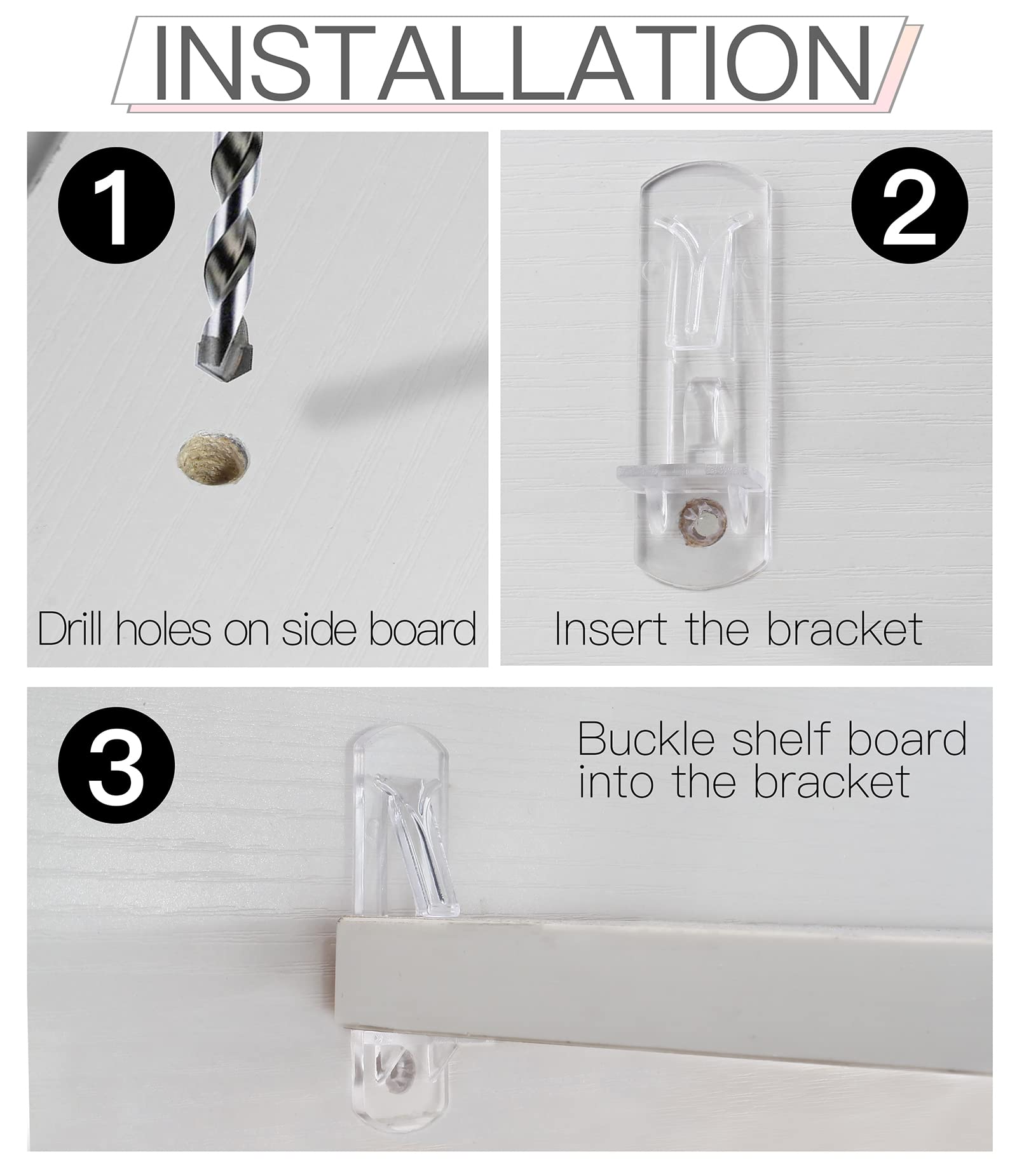 20 Pcs Plastic Locking Shelf Pins 5mm, 3/4 Clear Plastic