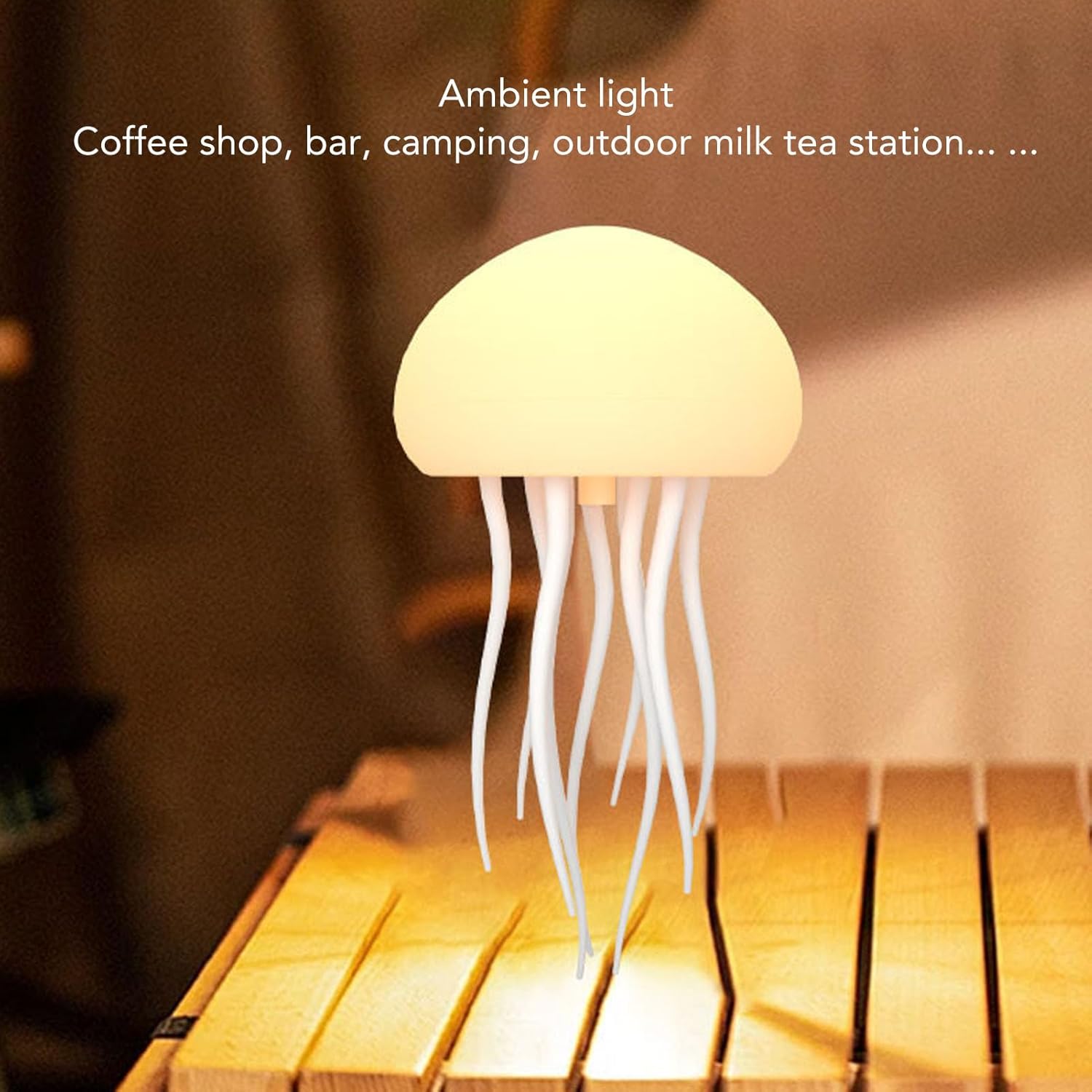 Dpofirs Jellyfish Lamp with Moving Tentacles, RGB Gradient Bedside Lamp, Rechargeable 1000mAh Battery, Hanging or Standing