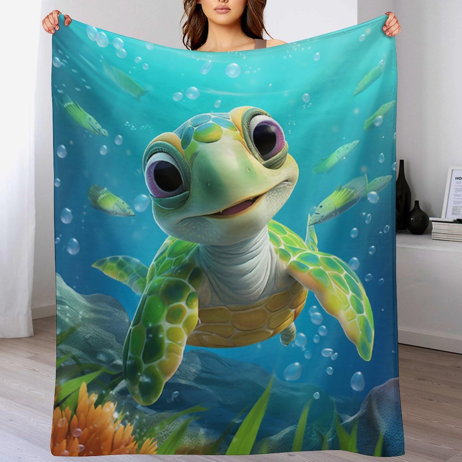 Couverture canapé tortue plaid flannel moelleux jeté de lit chaud de décoration