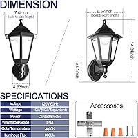 Vista 2 de FUDESY Linterna de pared para exteriores del anochecer al amanecer, lámpara de pared con sensor exterior para porche, resistente al agua