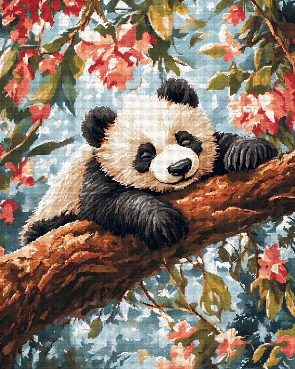 WallustrioaW Cross Stitch Kits,Animal Panda,11CT Cross Stitch for Adults,Stamped Cross Stitch Kits Beginner Embroidery for Adults,40x50cm