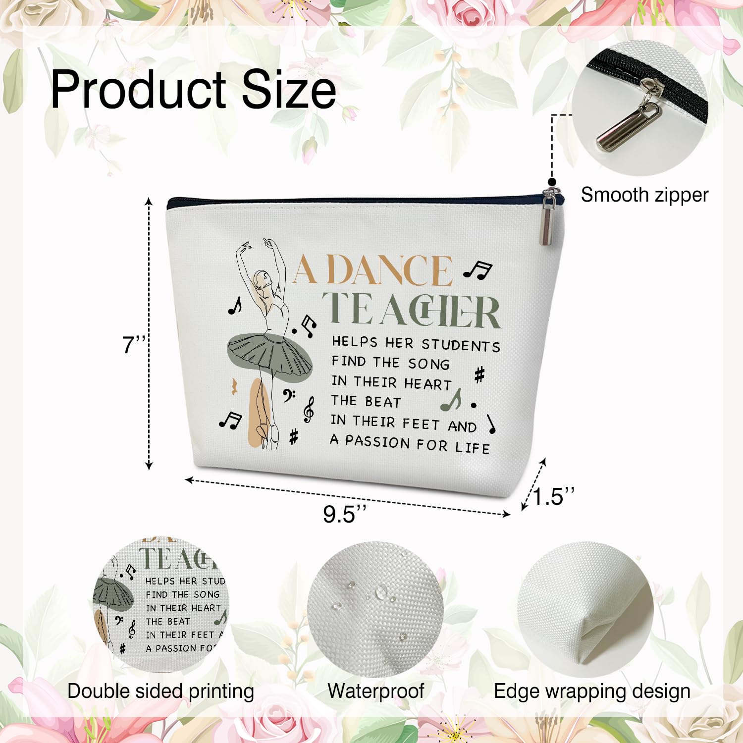 Rizotus Multifunction Makeup Bag Purse - Appreciation Gift for Her, Women, Coworker, Dance Teacher, Dancer, Travel Accessories