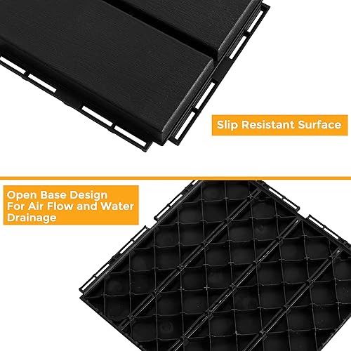 Miniatura 4 de ASTEROUTDOOR Azulejos de cubierta entrelazados de plástico impermeable para exteriores, 12 x 12 pulgadas, para patio, jardín, terraza, piscina,