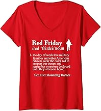 Womens Red Friday Support Our Troops Remember Everyone Deployed V-Neck T-Shirt