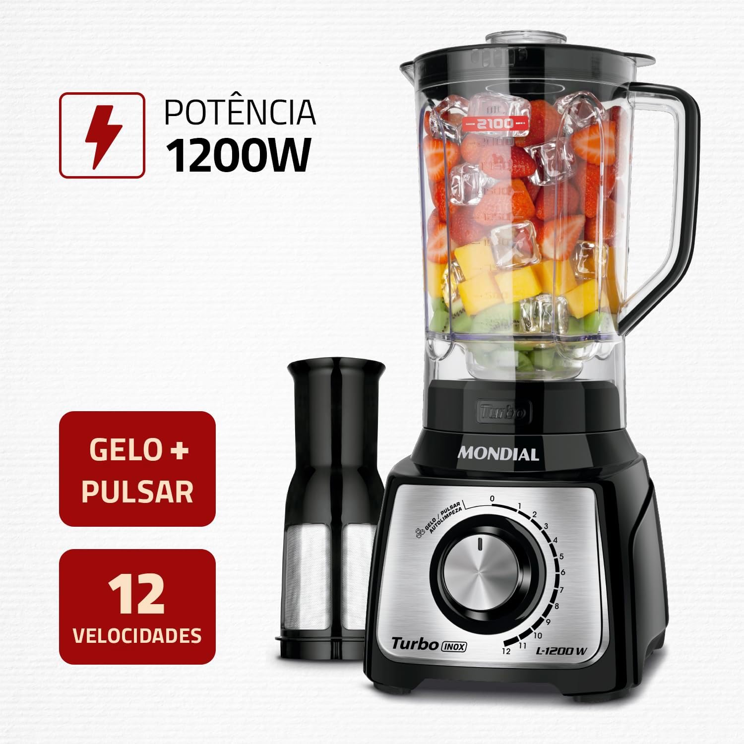 Liquidificador Mondial Turbo - L-1200 BI Liquidificador Mondial Turbo - L-1200 BI