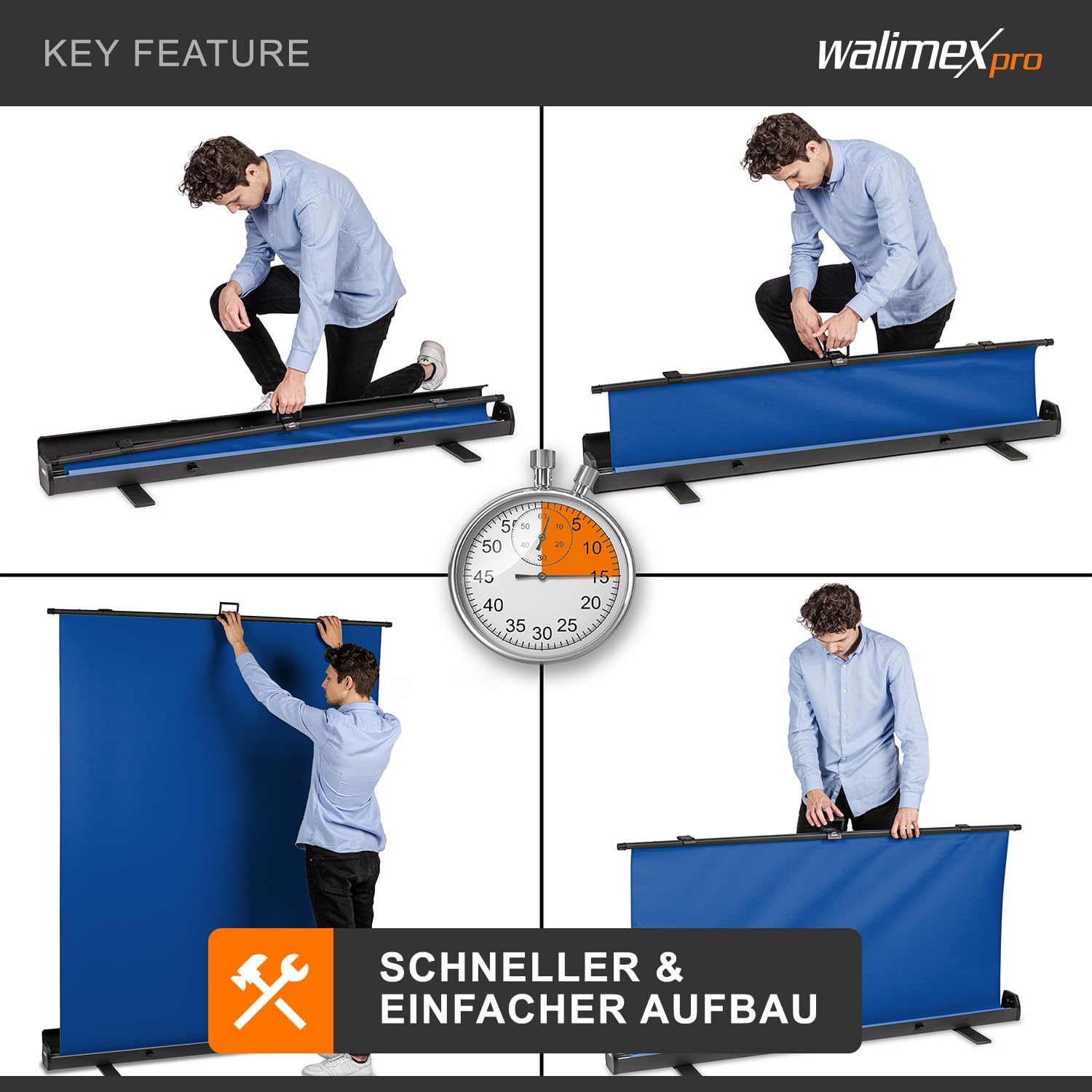 walimex Pro Roll-up Panel Fond 155x200cm Bleu