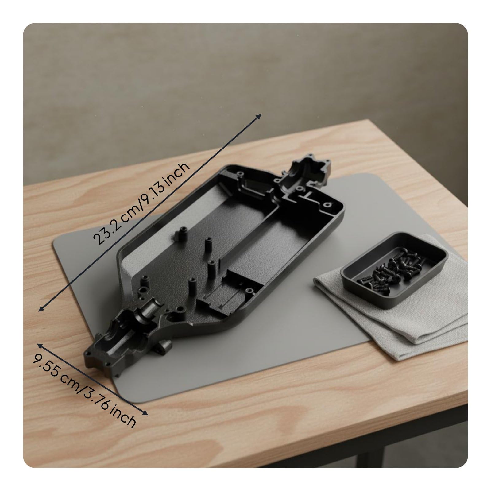 Chasis de Actualización para Vehículo RC Chasis Base Bastidor Marco Mejora de Precisión con Puntos de Montaje Mecanizados CNC Refuerza Inferior y Baja, Negro