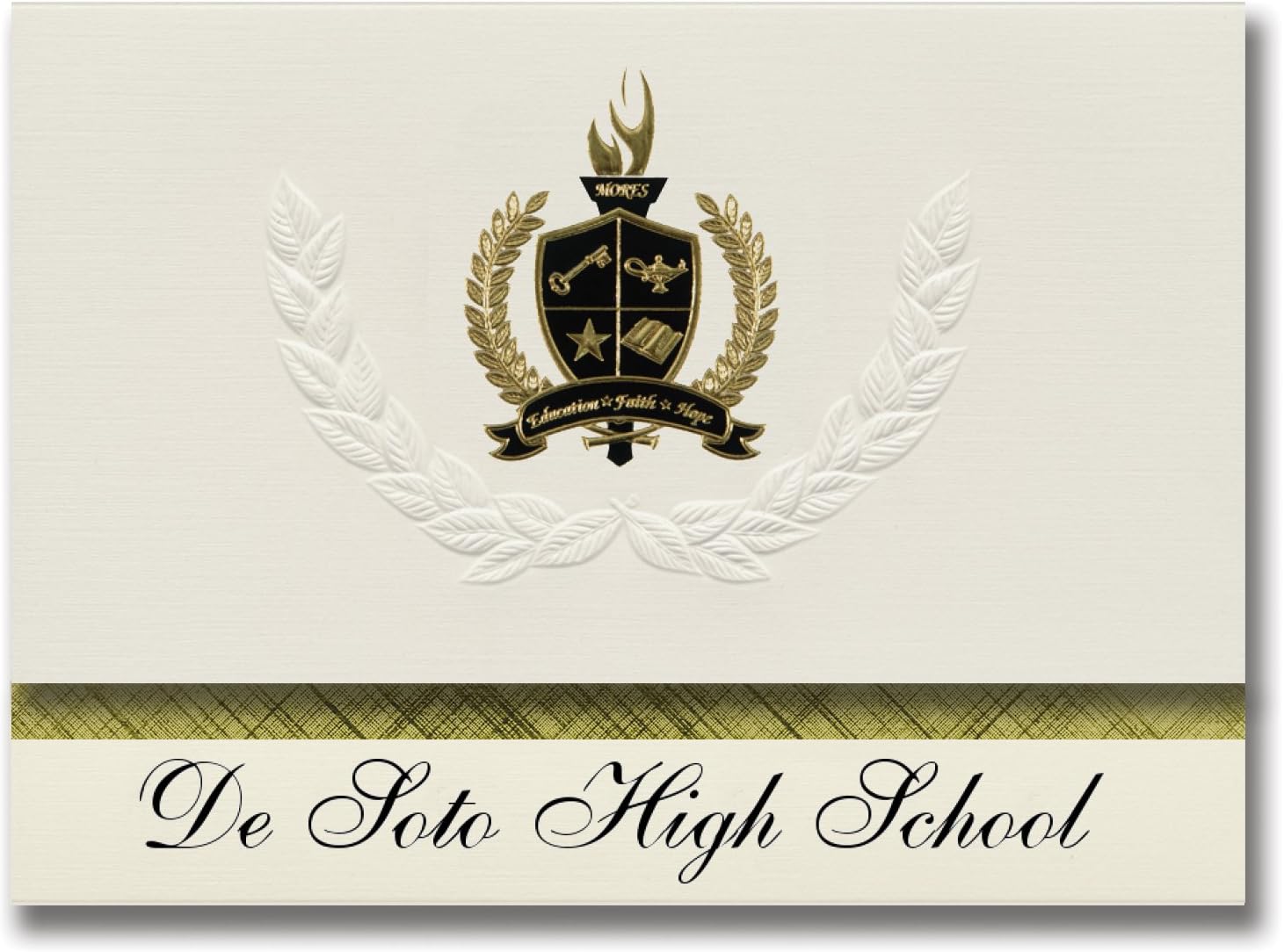 Signature Announcements De Soto High School (De Soto, KS) Graduation Announcements, Presidential style, Basic package of 25 with Gold & Black Metallic Foil seal