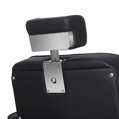 Miniatura 8 de BarberPub Silla de peluquería vintage de metal resistente, hidráulica, reclinable, salón de belleza, spa, equipo de champú 3825 (negro con costuras