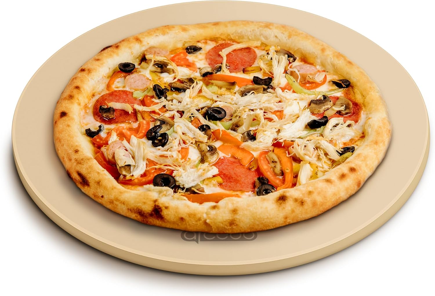 arcedo pizza stone for oven 16 inch, round baking stone for bread thermal shock resistant bbq grilling pizza pan cordierite cooking pan with pe scraper