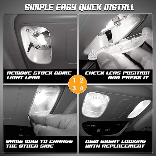 Miniatura 6 de HERCOO Cubierta de luz de cúpula de techo para consola superior, lente de lectura, luz LED blanca, carcasa compatible con Dodge Ram 1500 2500 3500