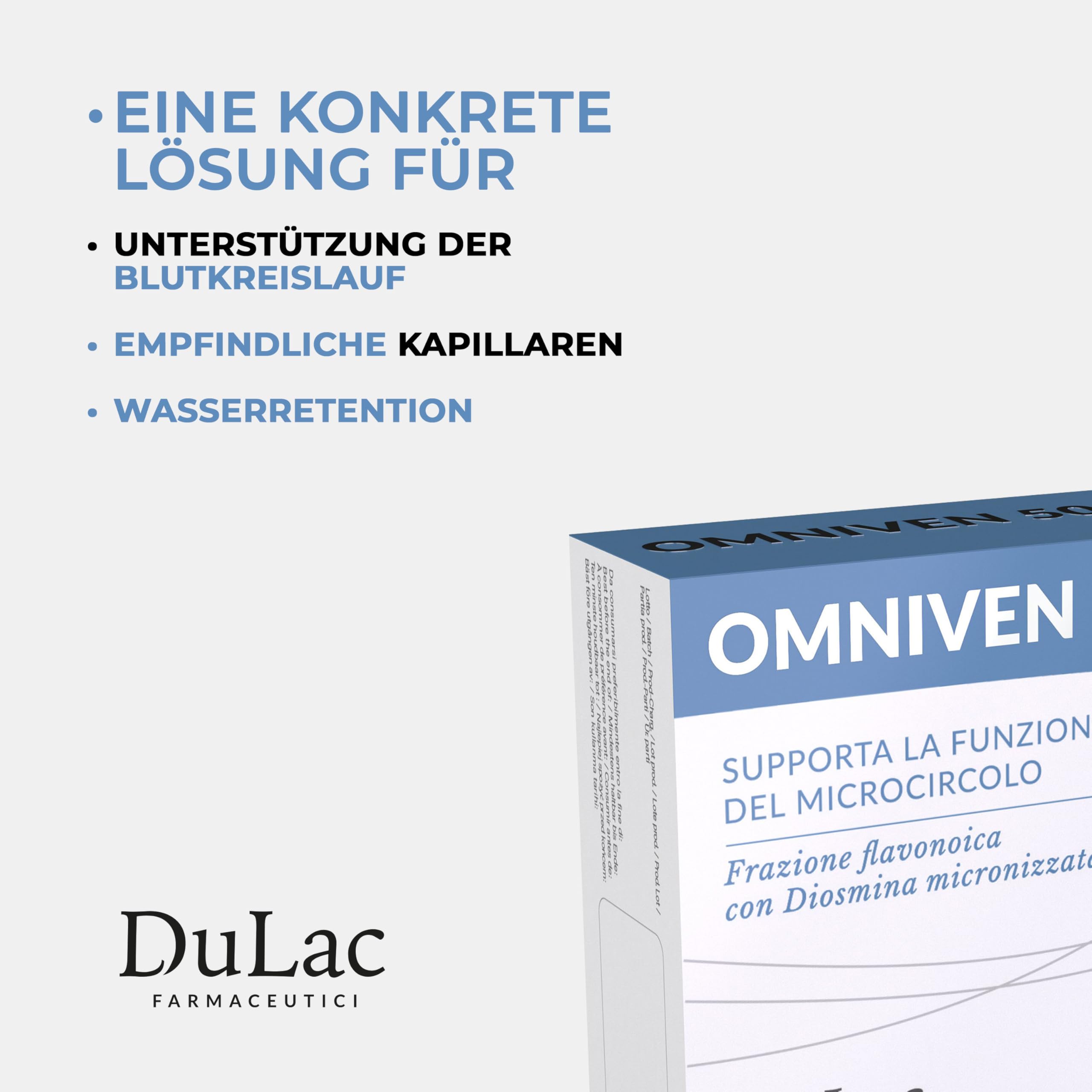 Dulac – Diosmin Omniven 500, Nahrungsergänzung für Schwere und Geschwollene Beine, 80 Tabletten, für Venen und Lymphdrainage Beine, Ideal bei Krampfadern, mit Diosmin und Hesperidin, Made in Italy