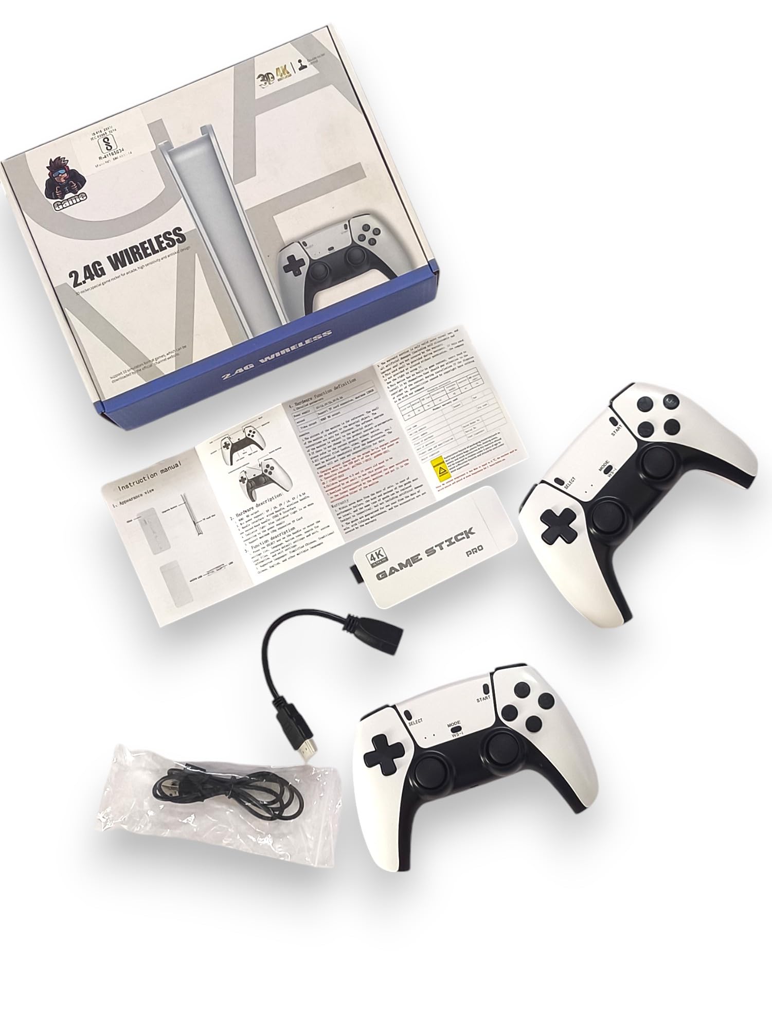 DGTAL GUMTI Retro 4K Game Stick Console, Retro Play Game Stick, Plug and Play Video Game Stick Built-in Lots of Retro Games, with Dual 2.4G Wireless Controllers (64G) 2 Player Controllers
