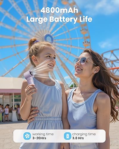 Miniatura 3 de Gaiatop Ventilador turbo portátil de mano, 1-100 velocidades altas ajustables, 3-20 horas de enfriamiento, 4800 mAh USB recargable portátil pequeños