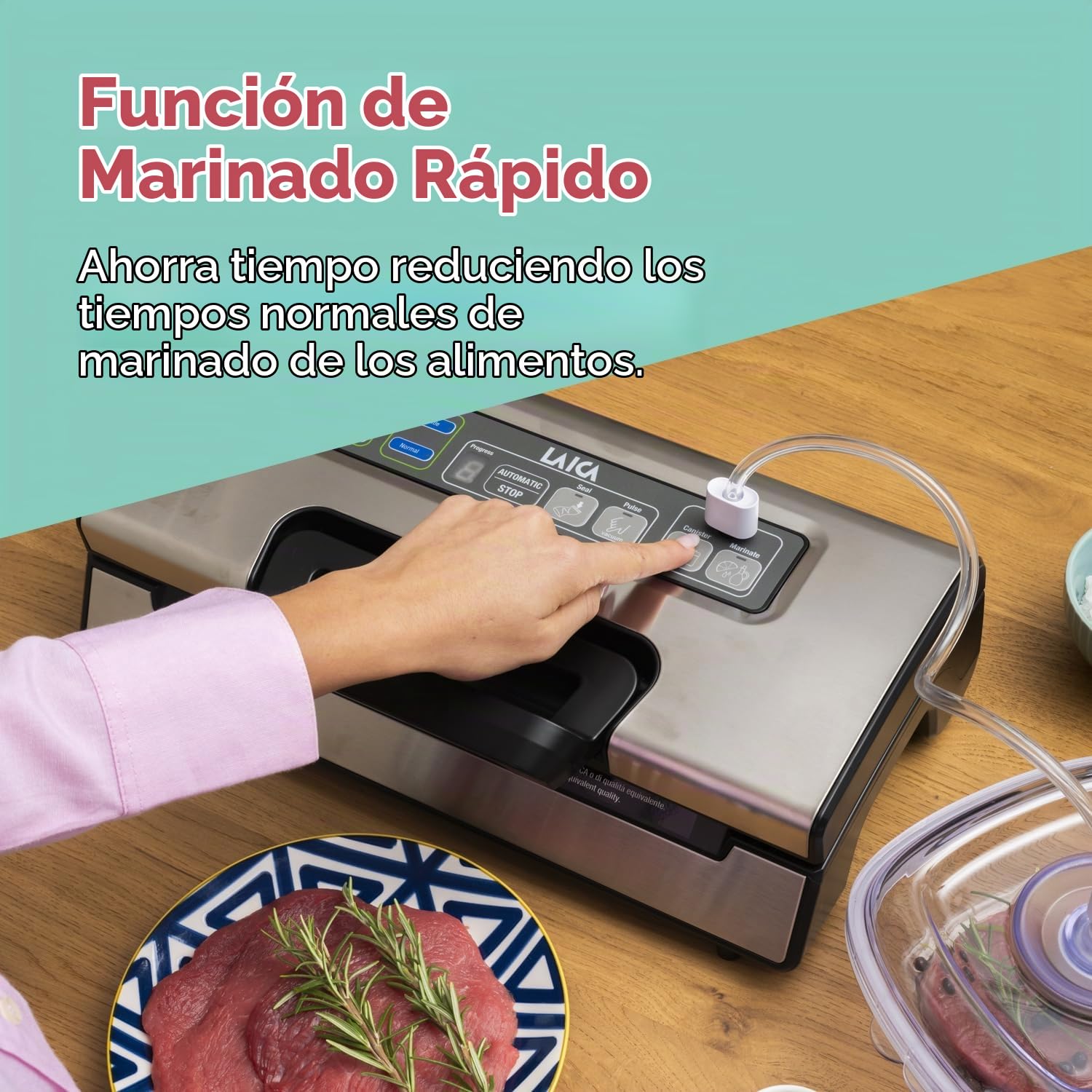 LAICA VT3220 Máquina de vacío profesional, apta para todos los alimentos, función de marinado rápido, mantiene los alimentos frescos hasta 5 veces más, incluye 2 rollos de vacío