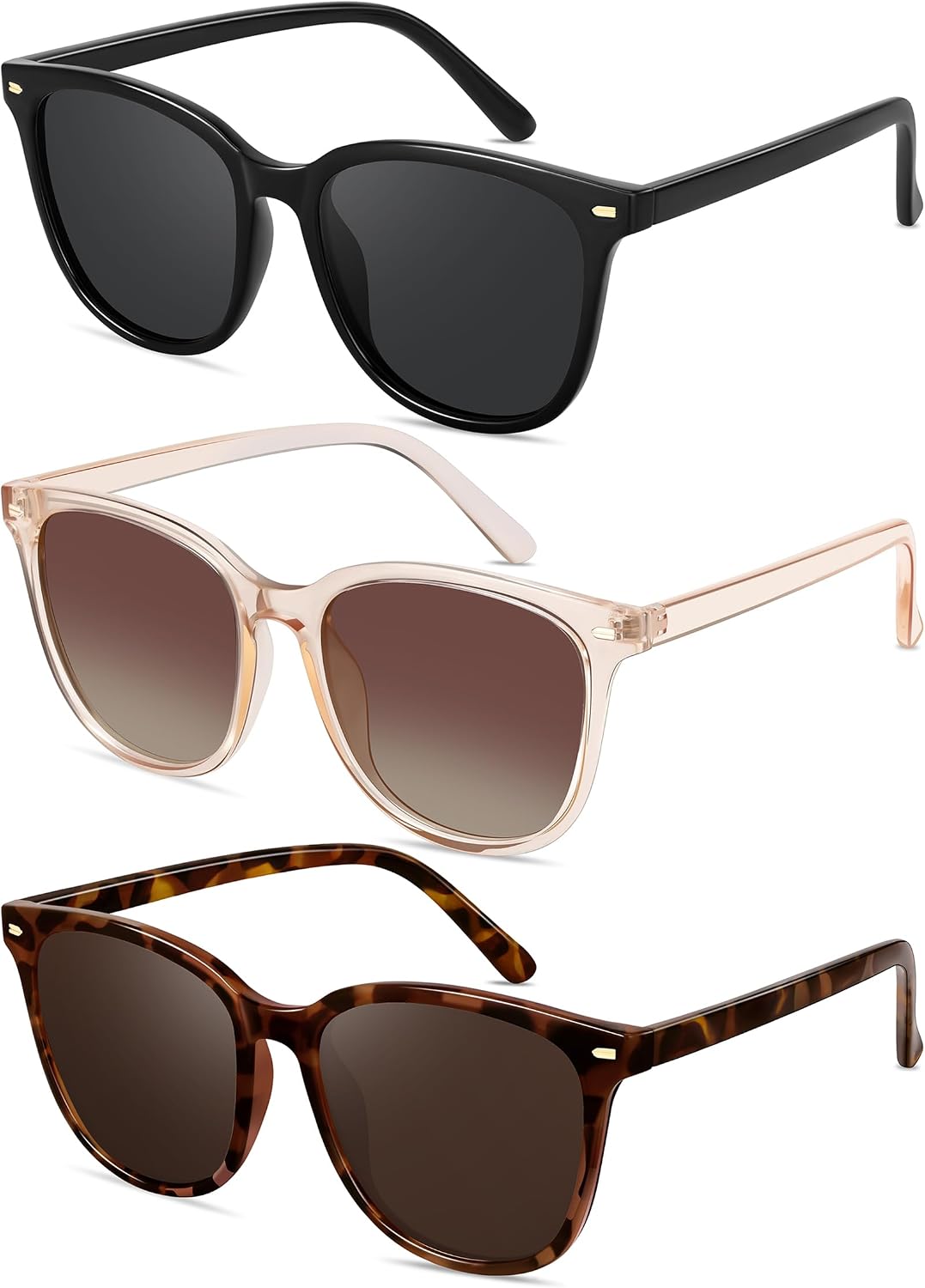 Retro Polarized Sunglasses for Women Men Big Frame Vintage Style Trendy Shade UV400 Protection Lens Sun Glasses thumbnail