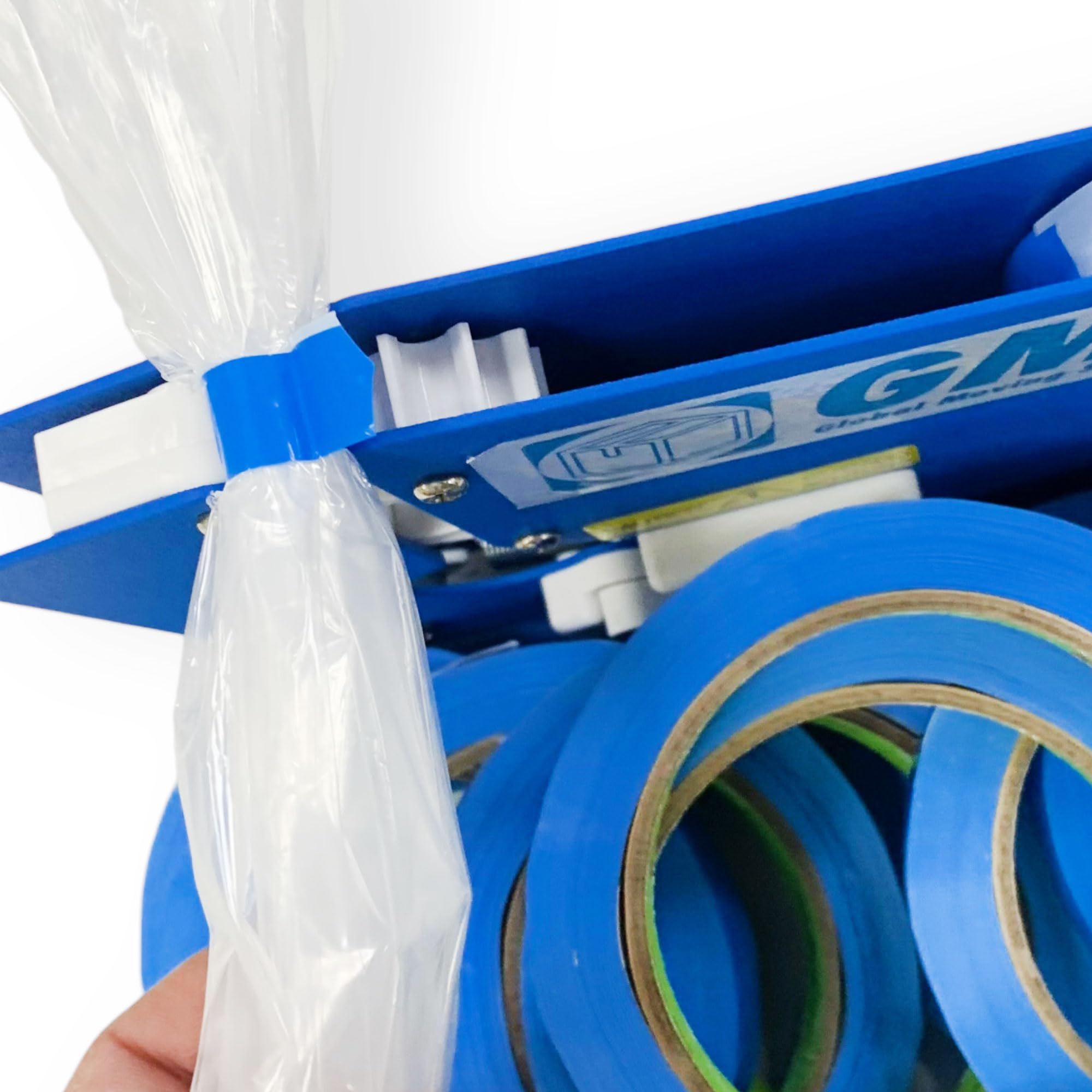 12 Rollos de Cinta de PVC Cierra Bolsas, 12 mm x 66 metros Garantizados. Cinta Adhesiva para Cerrar Bolsas y Usos Múltiples,Precinto Bolsas. Especial Maquinas Cierra Bolsas (Azul)