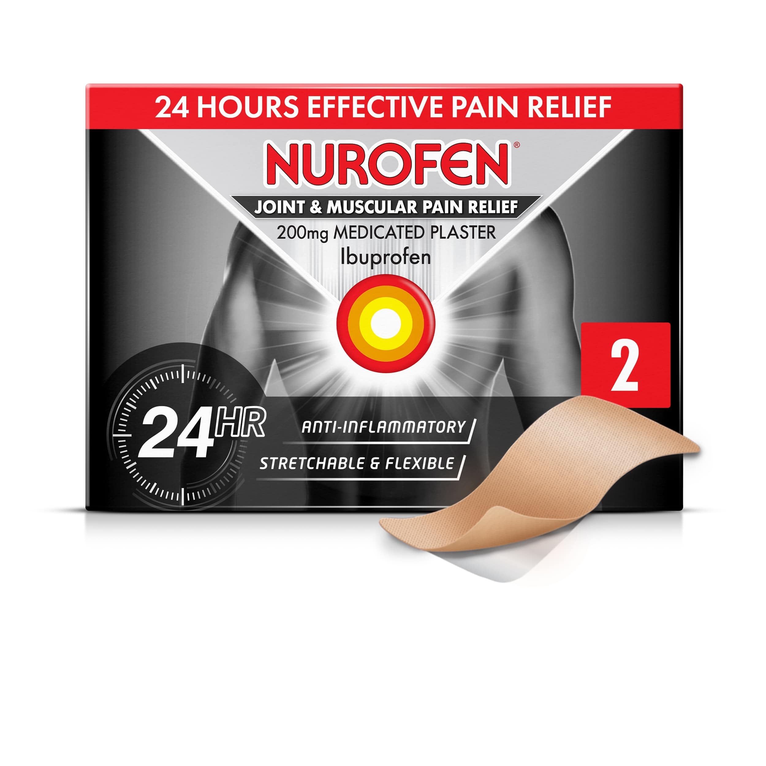 200mg Ibuprofen Patches - Pack Of 2 For Knee, Period, Muscle, Bone & Joint Discomfort, 24H Pain Relief