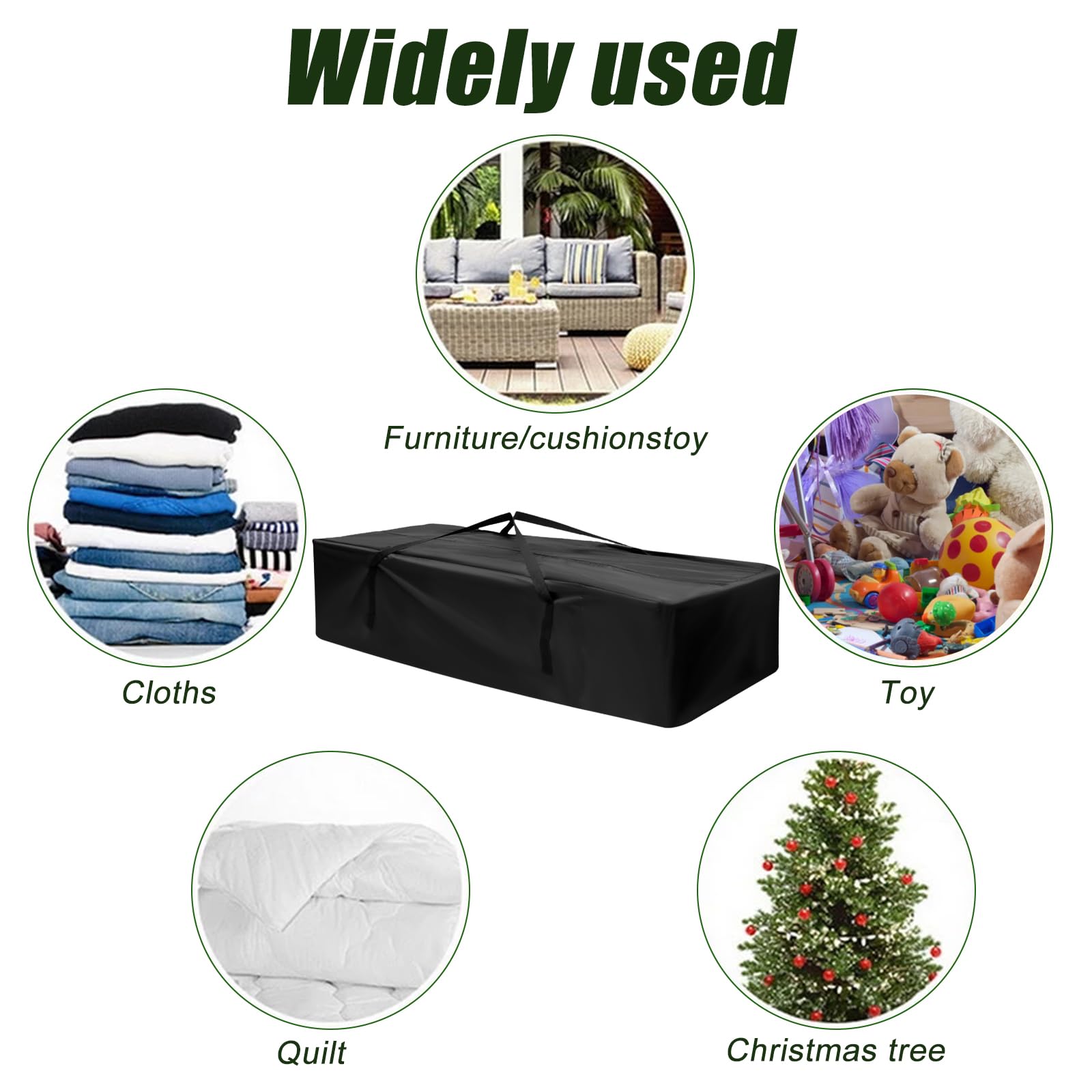 Lot de 4 sacs de rangement - 173 x 76 x 51 cm - En tissu Oxford de qualité supérieure - Avec poignée de transport - Pliable - Pour meubles de jardin - Pour sapin de Noël, meubles, sacs de piscine