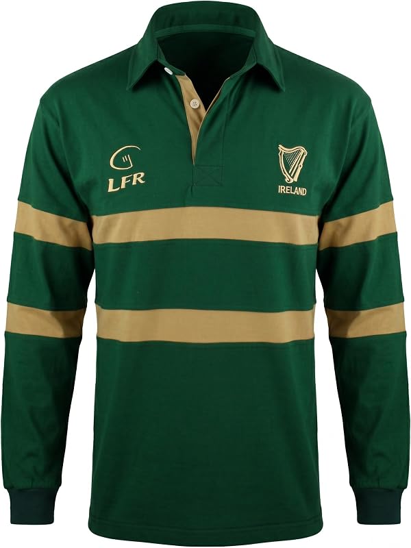 remera de rugby con arpa irlandesa para hombre, verde, talla XL