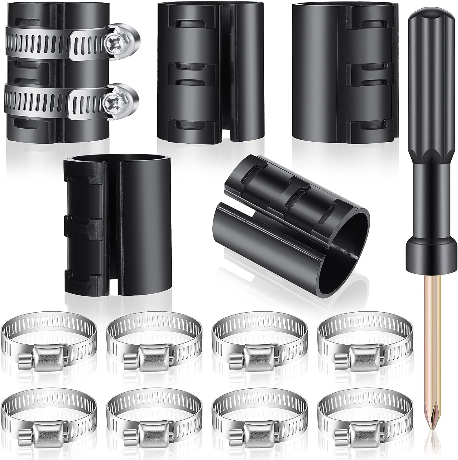 Ferraycle Fixing a Sinking Office Chair Cylinder Alternatives 10 Pieces Stainless Steel Hose Clamps 5 Pieces Gas Lift with Dual-Purpose Screwdriver No Gas Lift Cylinder (16 Pieces)