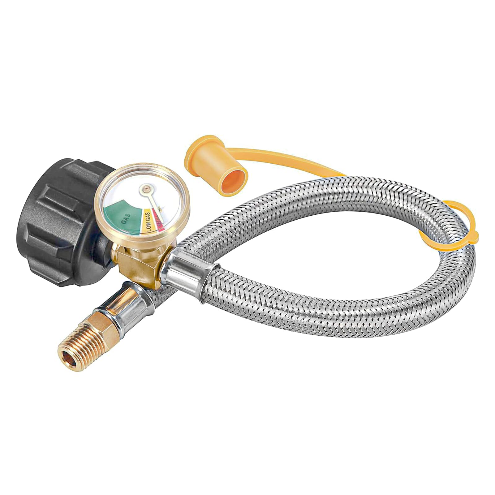 SamplifePropane Tank Gauge, Propane Level Indicator for 5-40LB Tanks, Perfect for RV Camper, Propane Heater, Fire Pit (Gauge Hose-01)