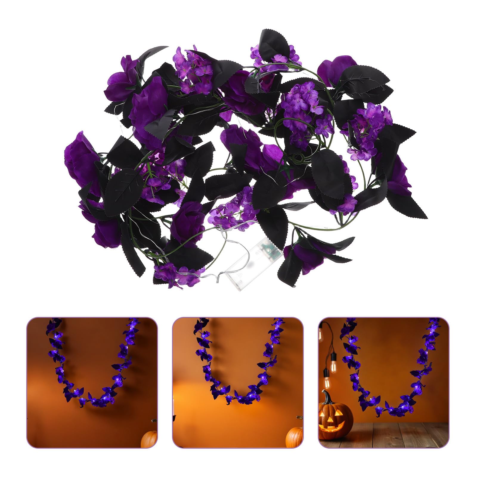 Healeved 4 Piezas Guirnalda de Rosas Luminosas para Fiesta de Halloween, Enredadera