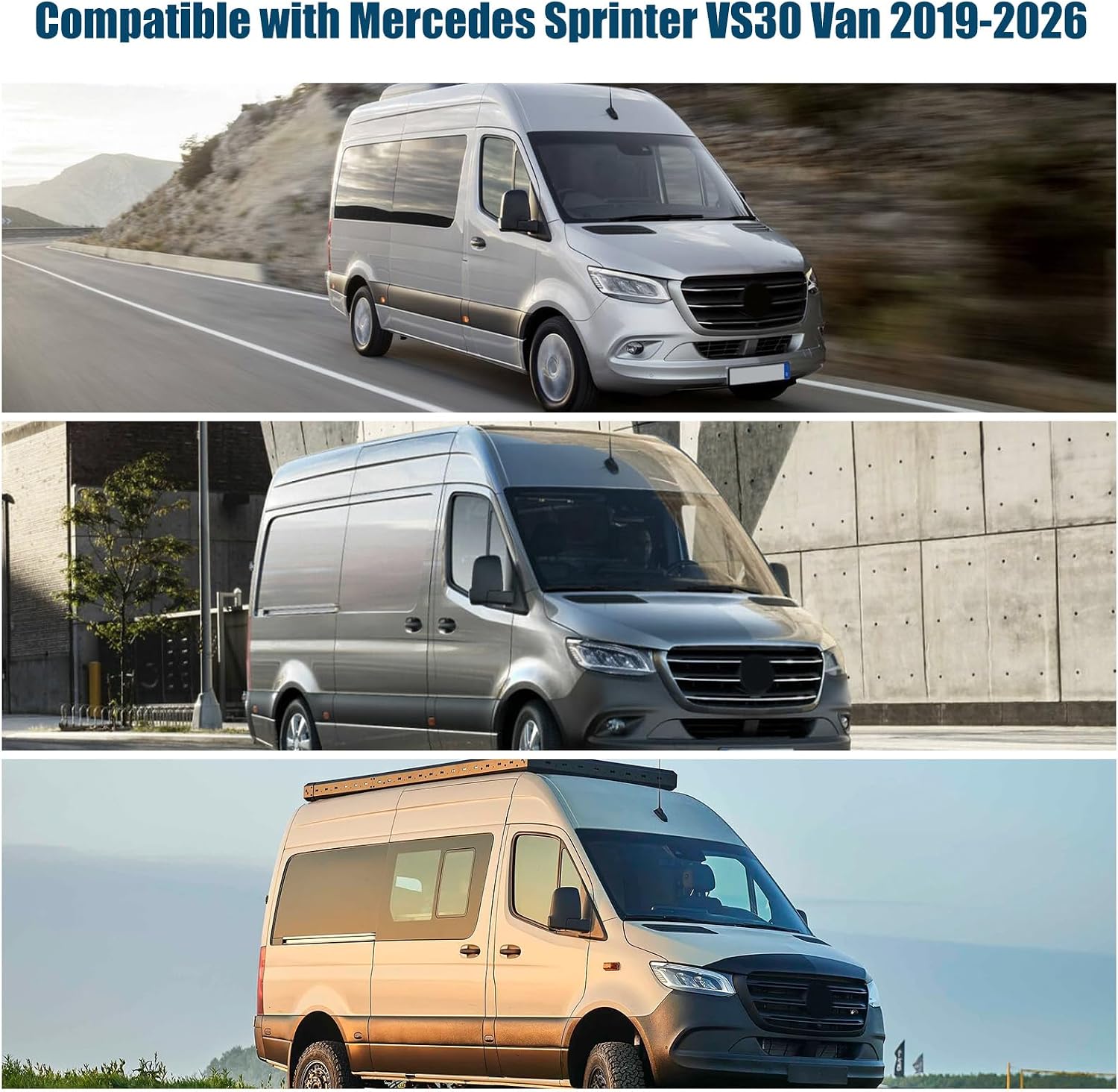 6 Layers Sun Shade 1992-2005 | 3-Piece Sprinter 2019-2026 Window Covers with Thermal Insulation & UV Protection | Car Window Shades