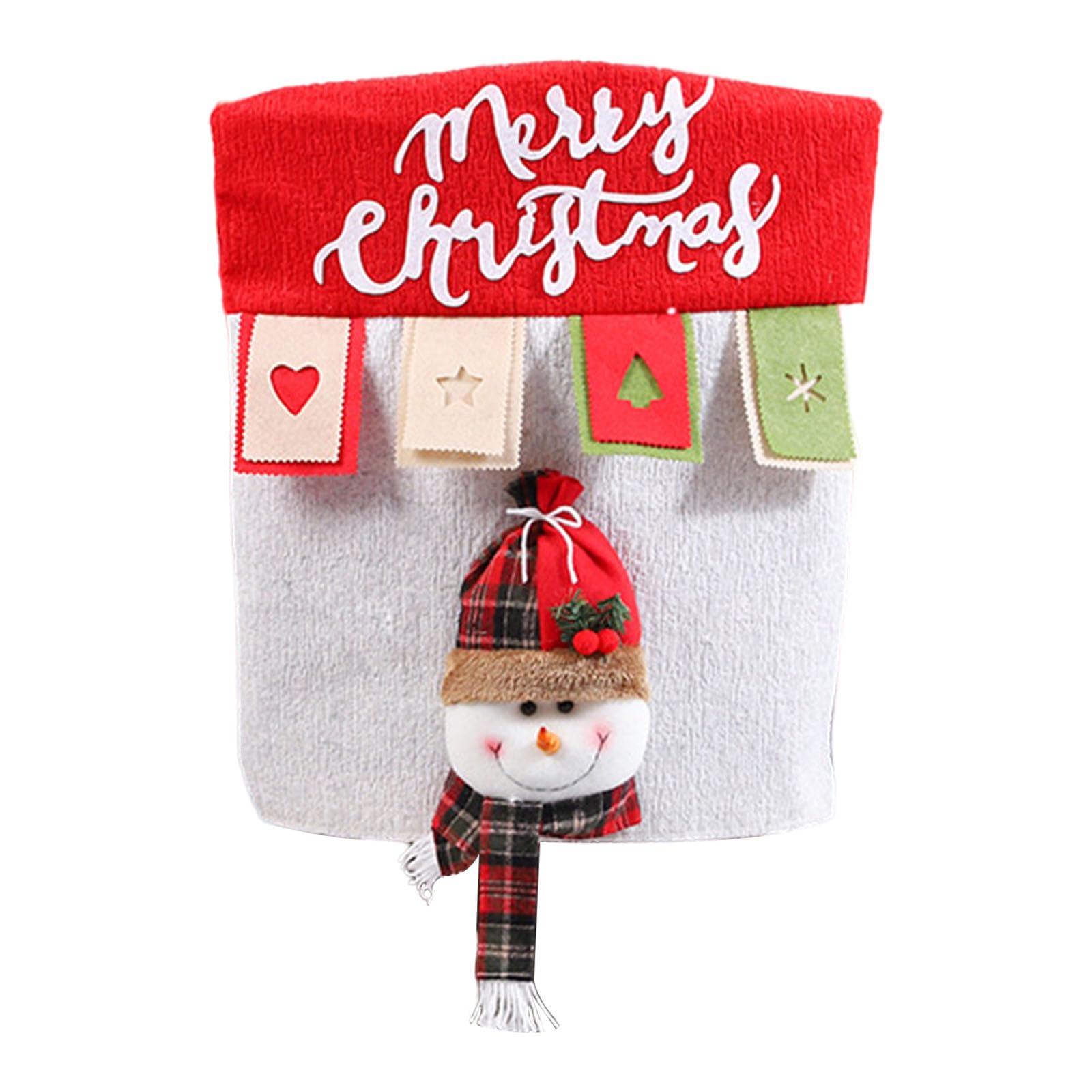 Tsophreniq Decorative Santa Chair Back Cover Flannel Slipcovers Christmas Chair Cover for Christmas Flannel Fabric Protectors Santa Slipcovers