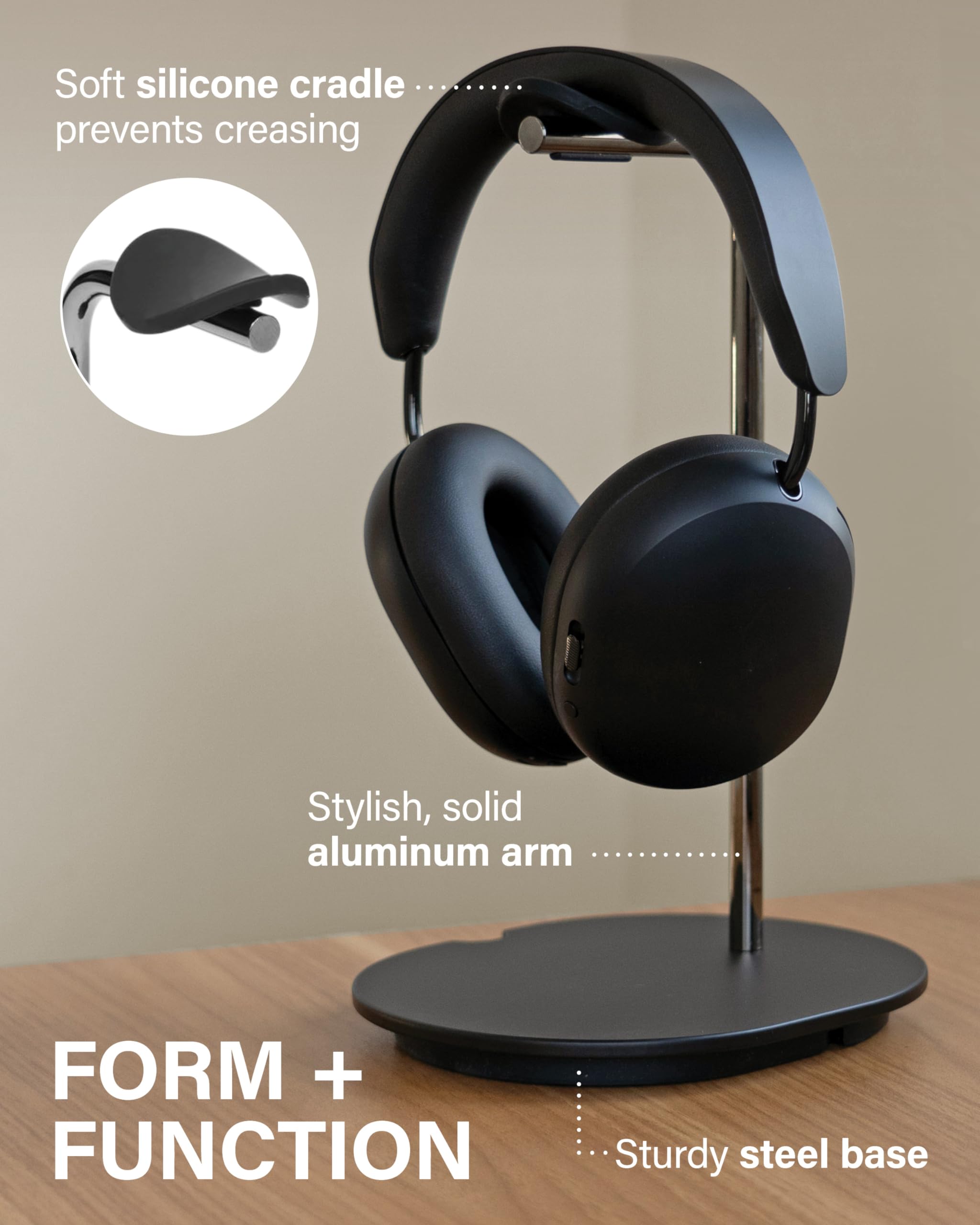 Sanus Sonos Ace Support pour Casque – Support en Silicone de qualité supérieure pour éviter Les Plis, Gestion des câbles intégrée avec Clip magnétique pour Une Charge Rapide – Installation sans Outil