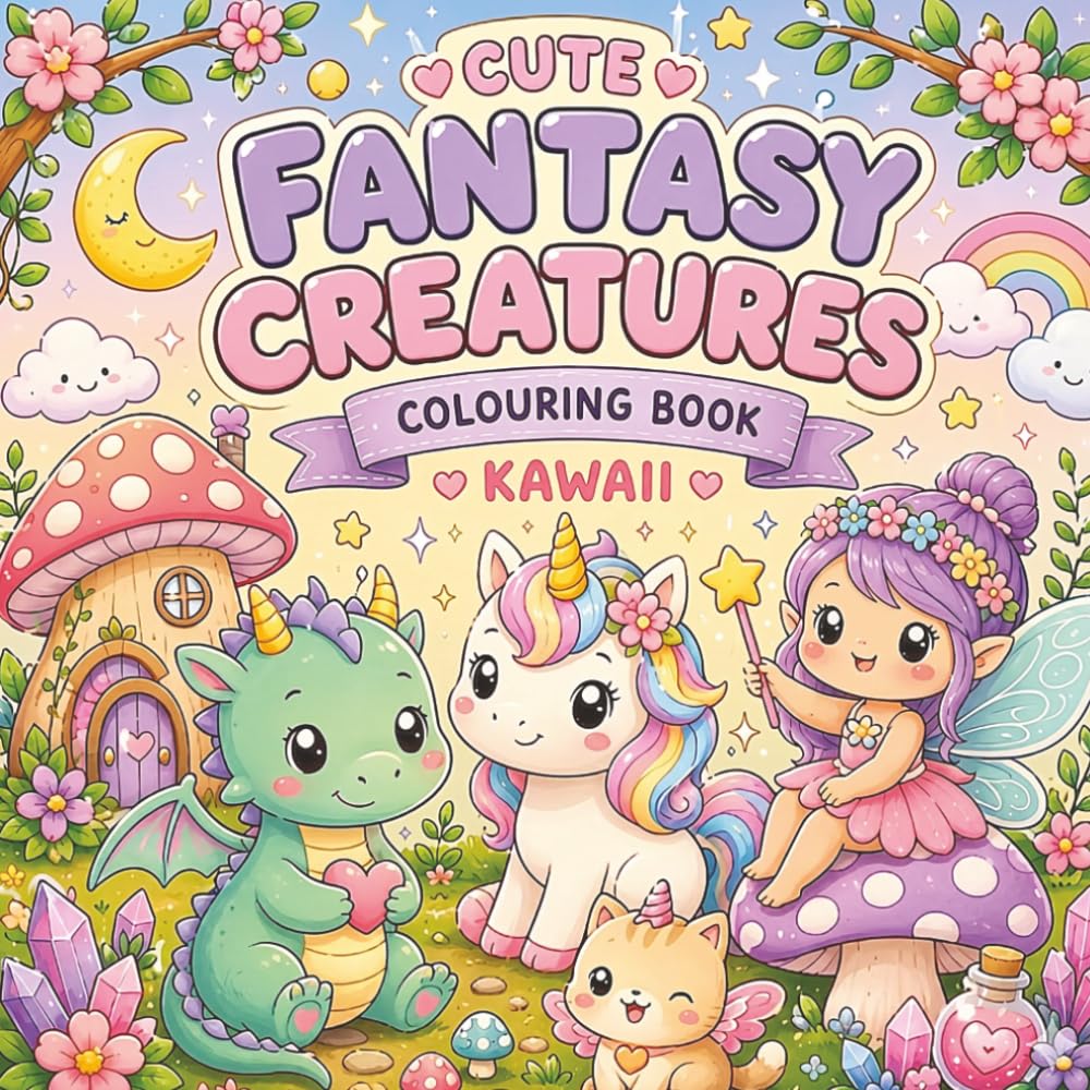 Fantasy Creatures Coloring Book: A Coloring Book for Teens and Adults featuring over 40 Adorable Monsters, Dragons, Unicorns and more. Great for Relaxation