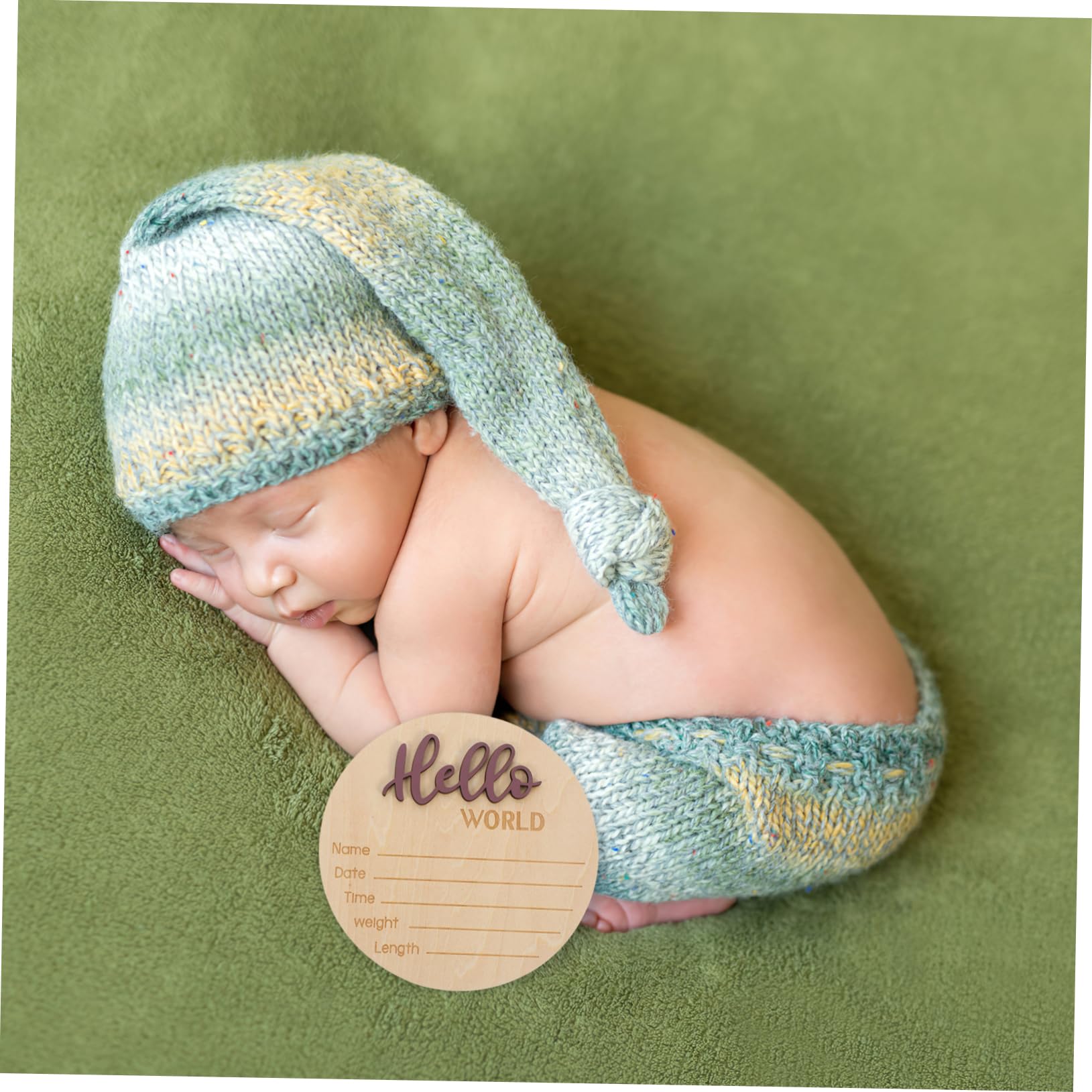 RORPOIR Wooden Baby Birth Announcement Sign Newborn Photography Prop Round Shape Baby Newborn