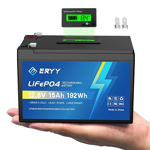 12V 15Ah LiFePO4 Rechargeable Deep Cycle Battery