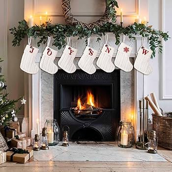 Christmas stockings over fireplace Clearance