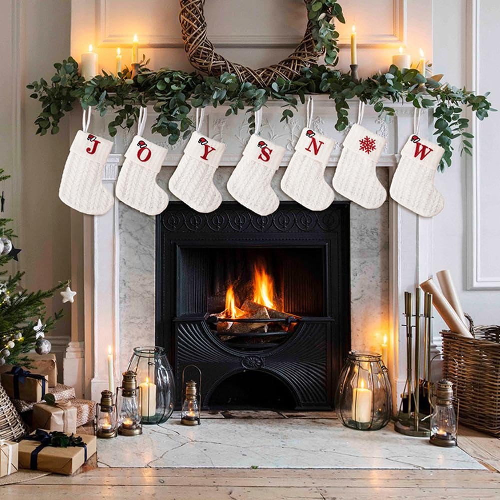 Alederways Calze di Natale, 56 cm, rosse con monogramma lavorato a maglia, calze ricamate personalizzate, in velluto lavorato a maglia, calze rosse da