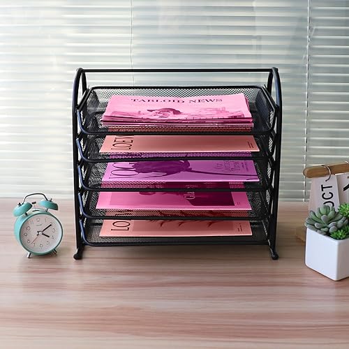 Miniatura 7 de ideallife Documento de escritorio apilable de 3 niveles, bandejas de malla para organización de escritorio, documentos de cartas, correo, archivos,