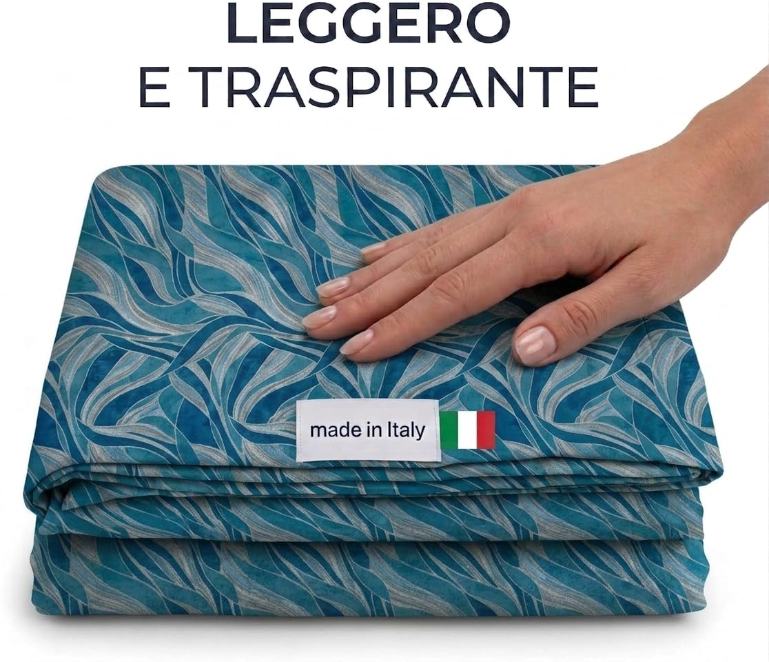 fashion home Pagano Copriletto Matrimoniale in Cotone Piquet Leggero, Copritutto Multiuso Floreale, Copridivano Estivo Primaverile Traspirante, Ottanio