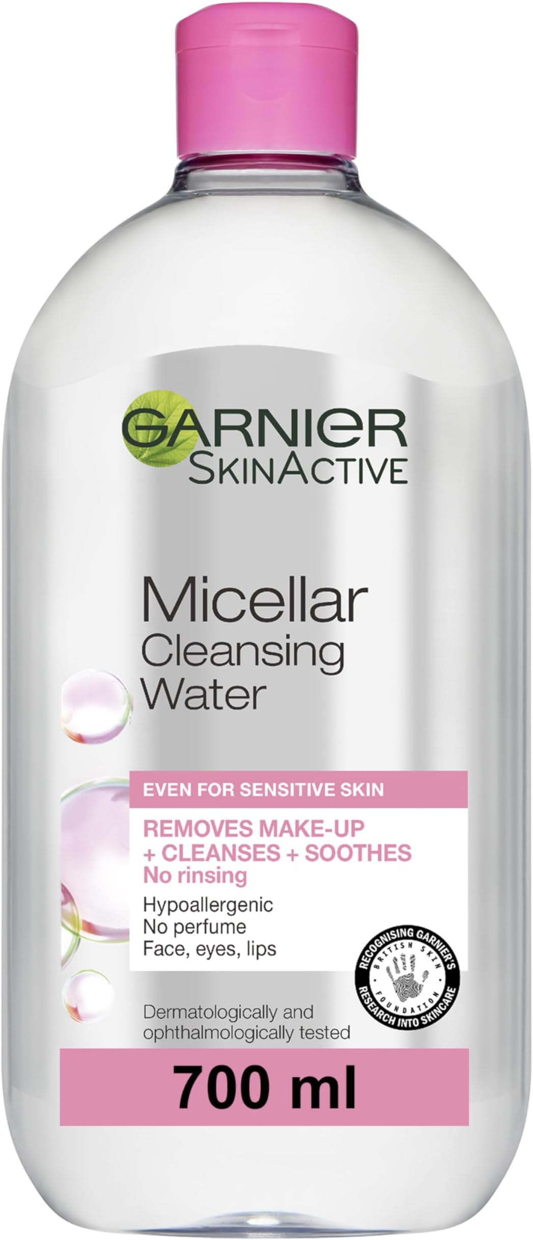 Garnier Micellar Cleansing Water 700ml, Gentle face cleanser & Make up Remover, Suitable For All Skin Types Including Sensitive Skin, Soothing Formula, Dermatologically Tested