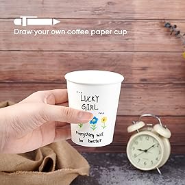 LITOPAK 400 Pack 8 oz Disposable Paper Coffee Cups, White Paper Hot Coffee Cups for Party, Picnic, Travel, and Events
