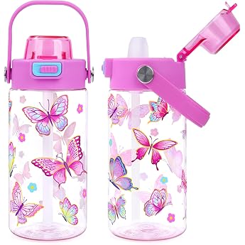 Childrens Leak-Proof Butterfly Water Bottle Straw