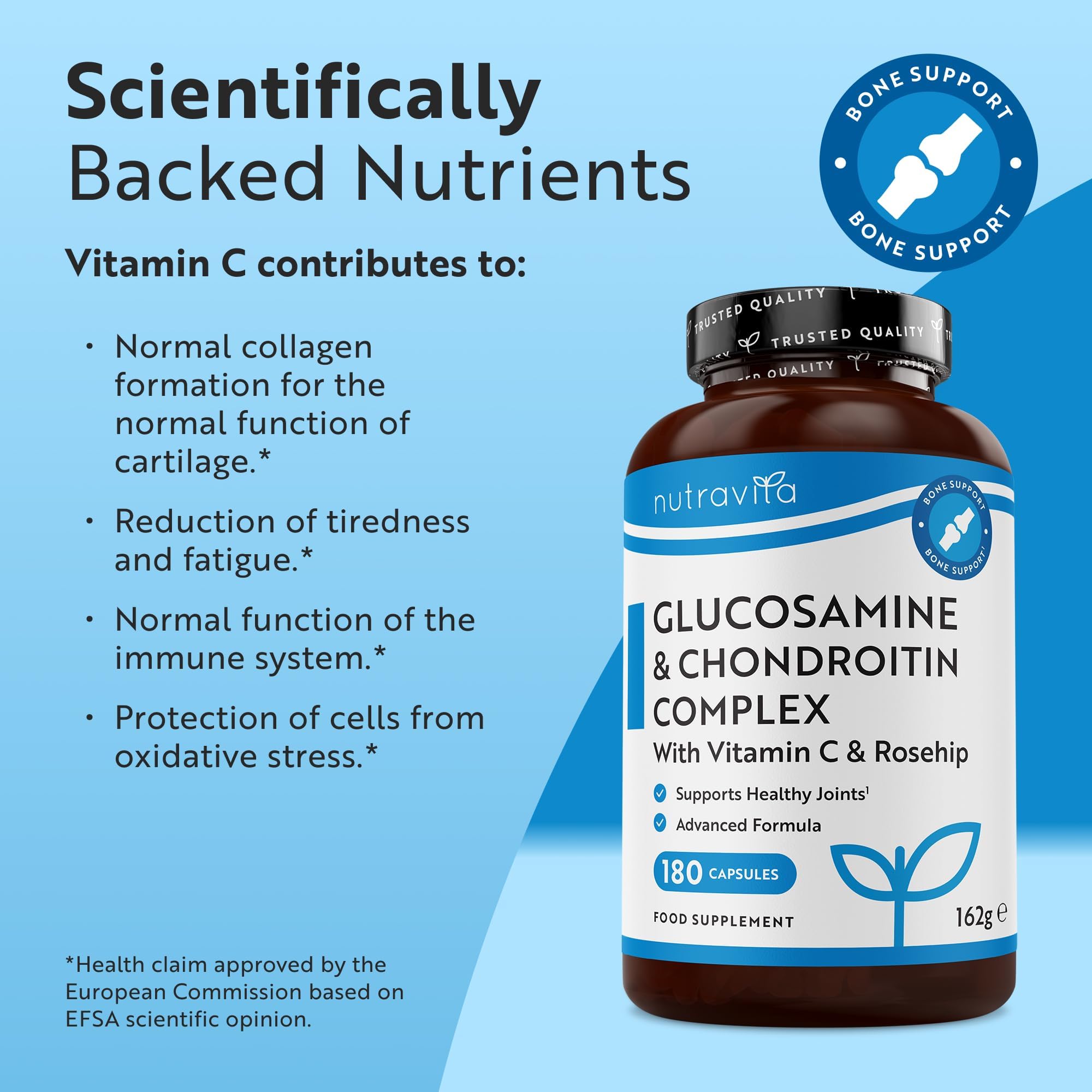 Nutravita Glucosamine And Chondroitin Complex 2Kcl 1390Mg With Vitamin C Rosehip Extract Ginger Extract & Turmeric 180 Capsules (3 Month'S Supply) Made In The Uk