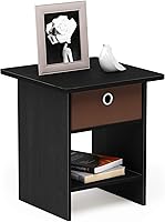 Vista 228 de Furinno- Colección Andrey- Mesa auxiliar, estación de carga con puerto USB y puerto tipo C c/compartimento de almacenamiento, 15.55 pulg ancho x