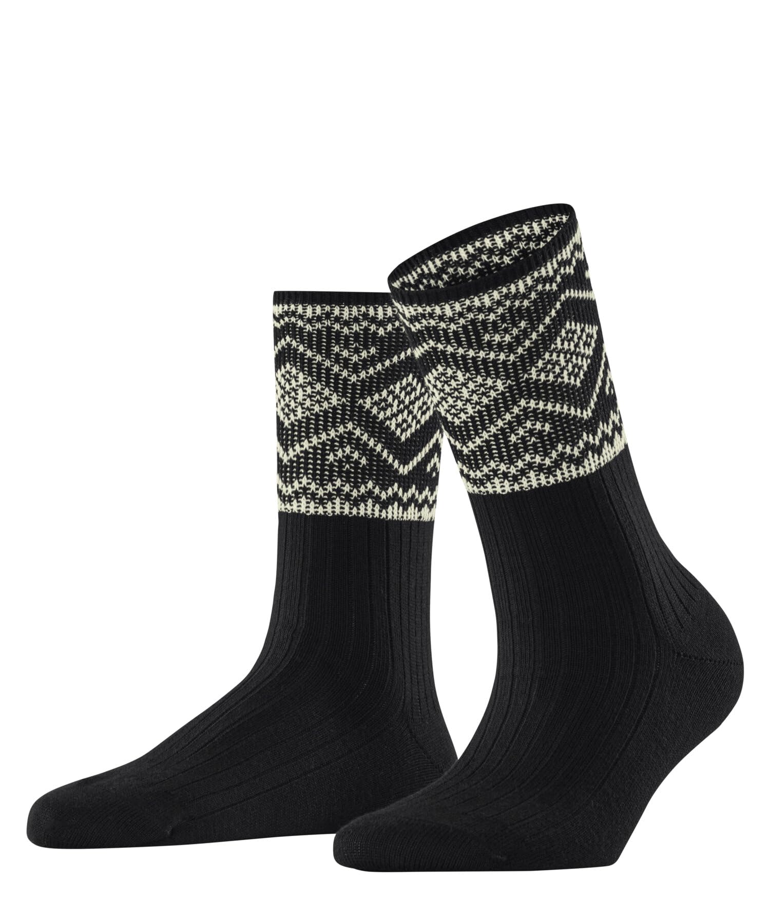 Esprit Women's Black 3000 Selbu Shimmer W So Cotton Patterned 1 Pair Socks, 5.5-8
